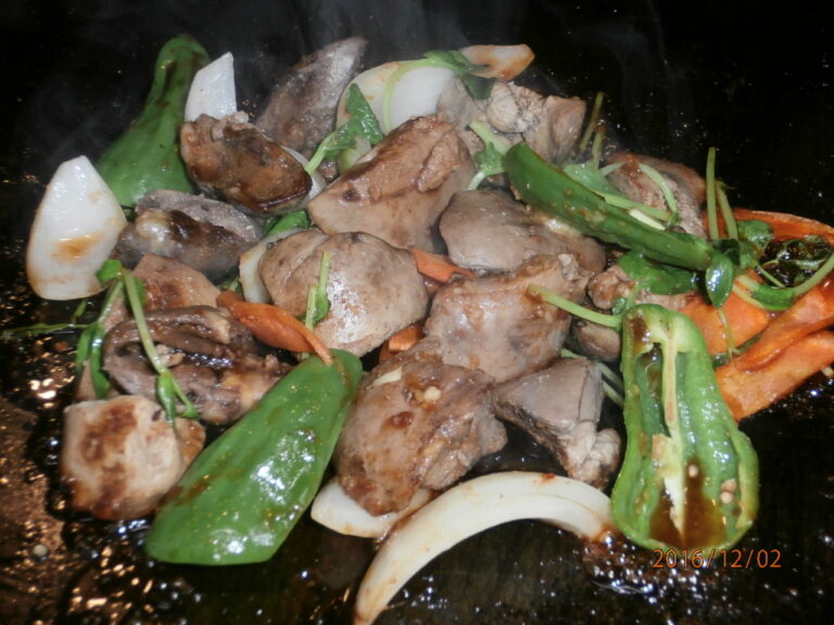 鶏レバ－生姜 Stir fried chicken liver with ginger sauce